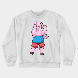 Pig as Bodybuilder with big Upper arm Crewneck Sweatshirt